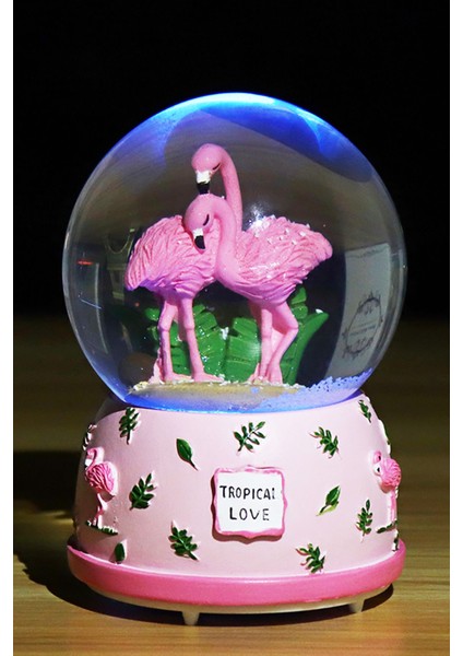 Flamingo Renk Degiştiren Işıklı Müzikli Orta Boy Kar Küresi 14 cm fırsatları