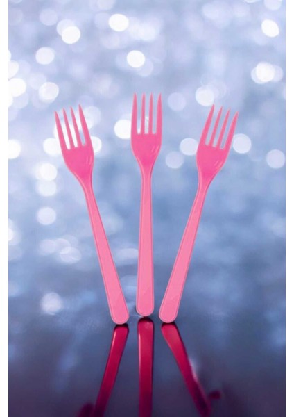 Plastik Çatal Bebe Pembe 100 Adet