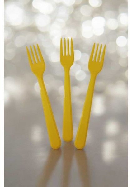Plastik Çatal Sarı 75 Adet