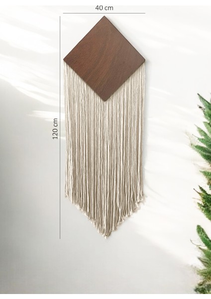 Bohem El Yapımı Makrome Mdf Kare Duvar Süsü