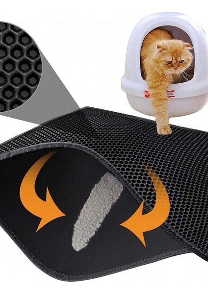 Elekli Kedi Tuvalet Önü Paspası Kedi Kumu Paspası-Gri Kedi Paspası Pati Temizleme 60X40 Büyük modelleri