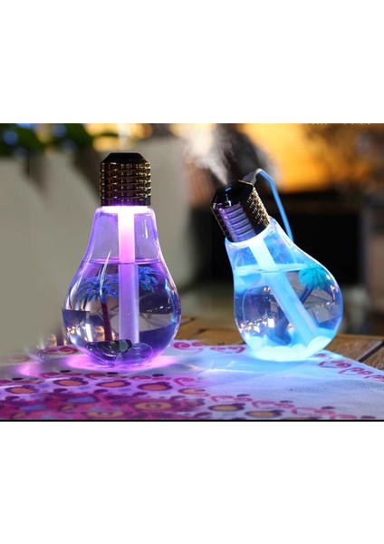 Ampul Şeklinde LED Işıklı Hava Nemlendirici Buhar Makinesi