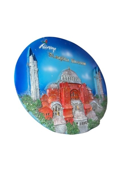 Vintage Ayasofya Görselli 3 Boyutlu El Boyaması Dekoratif Duvar Süsü