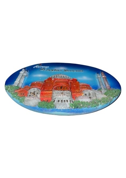 Vintage Ayasofya Görselli 3 Boyutlu El Boyaması Dekoratif Duvar Süsü