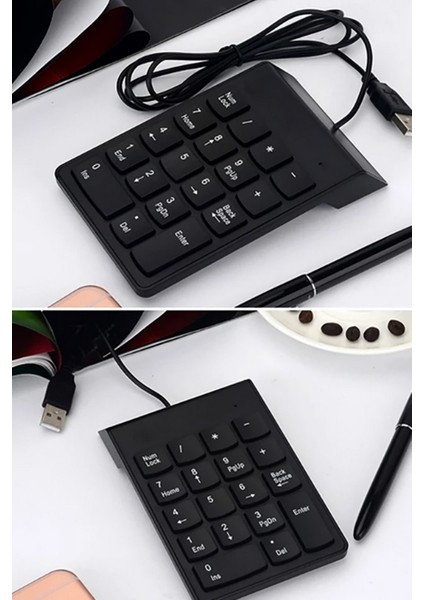 Numeric Keypad-Numpad-Usb Kablolu Keypad 18 Tuş Numped Keyped Yan Tuş Klavye