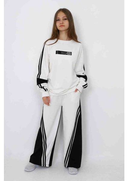 Kız Çocuk Siyah Beyaz Eşofman Takımı