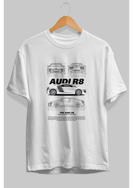 Audı R8 Ön Baskılı Oversize T-Shirt Erkek Kadın Unisex %100 Pamuk Bisiklet Yaka Tişort fiyatları