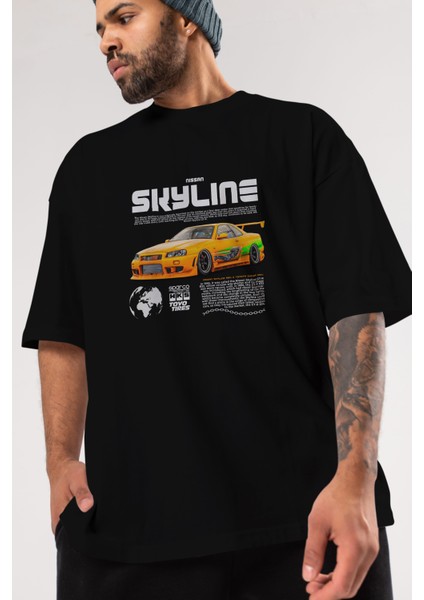 Skylıne x Supra Ön Baskılı Oversize T-Shirt Erkek Kadın Unisex %100 Pamuk Bisiklet Yaka Tişort modelleri