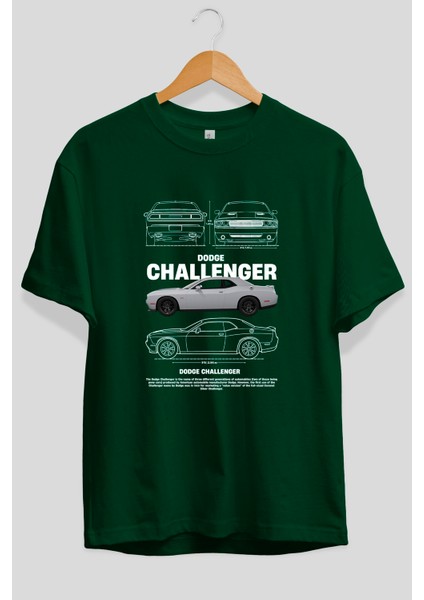 Dodge Challenger Ön Baskılı Oversize T-Shirt Erkek Kadın Unisex Pamuk Bisiklet Yaka Tişort fiyatları