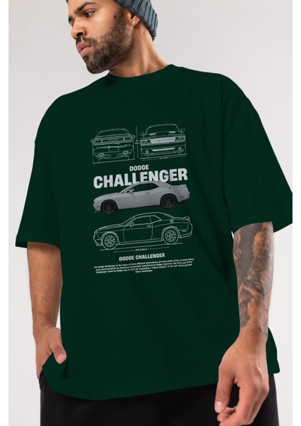 Dodge Challenger Ön Baskılı Oversize T-Shirt Erkek Kadın Unisex Pamuk Bisiklet Yaka Tişort modelleri