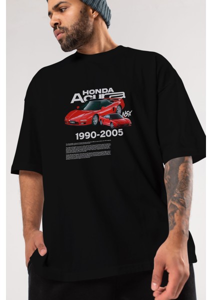Honda Acura Nsx Ön Baskılı Oversize T-Shirt Erkek Kadın Unisex %100 Pamuk Bisiklet Yaka Tişort modelleri
