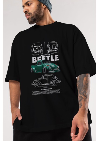 Volkswagen Beetle 1 Ön Baskılı Oversize T-Shirt Erkek Kadın Unisex %100 Pamuk Bisiklet Yaka Tişort modelleri