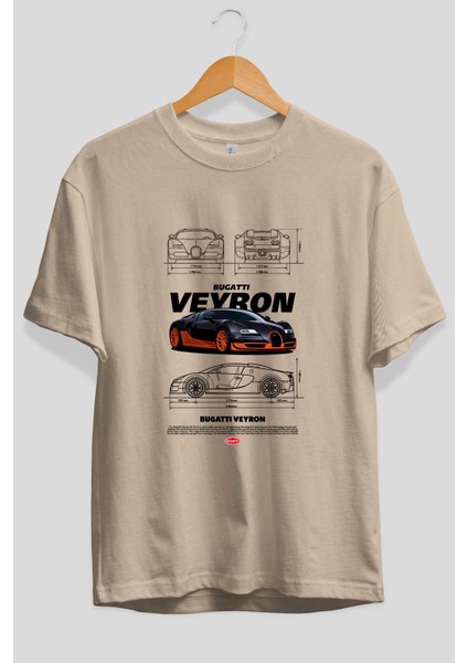 Bugatti Veyron Ön Baskılı Oversize T-Shirt Erkek Kadın Unisex Pamuk Bisiklet Yaka Tişort fiyatları