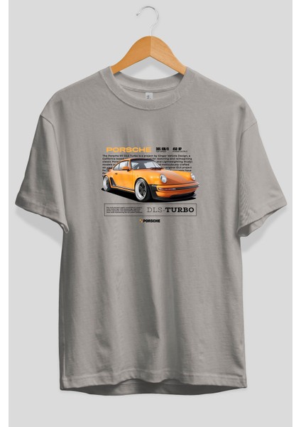 Porsche Dls-Turbo Ön Baskılı Oversize T-Shirt Erkek Kadın Unisex Pamuk Bisiklet Yaka Tişort fiyatları