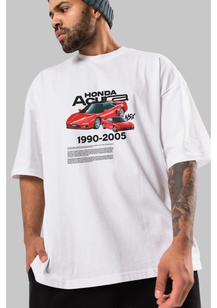 Honda Acura Nsx Ön Baskılı Oversize T-Shirt Erkek Kadın Unisex %100 Pamuk Bisiklet Yaka Tişort modelleri