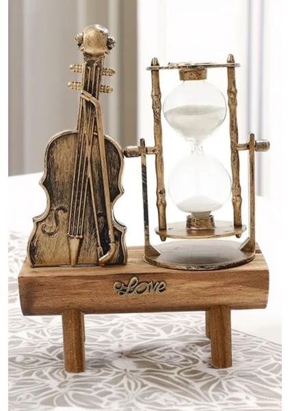 7 Dk Zamanlı Kum Saati ve Keman Dekor Kum Saati Seti 2li Dekoratif Bilblo Kum Saati Eskitme fırsatları