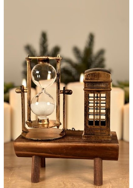 7 Dk Zamanlı Kum Saati ve Telefon Kulubesi Dekor Kum Saati Seti 2li Dekoratif Kum Saati Eskitme fiyatları