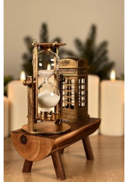 7 Dk Zamanlı Kum Saati ve Telefon Kulubesi Dekor Kum Saati Seti 2li Dekoratif Kum Saati Eskitme modelleri