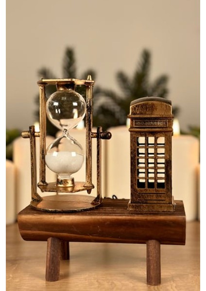 7 Dk Zamanlı Kum Saati ve Telefon Kulubesi Dekor Kum Saati Seti 2li Dekoratif Kum Saati Eskitme fırsatları