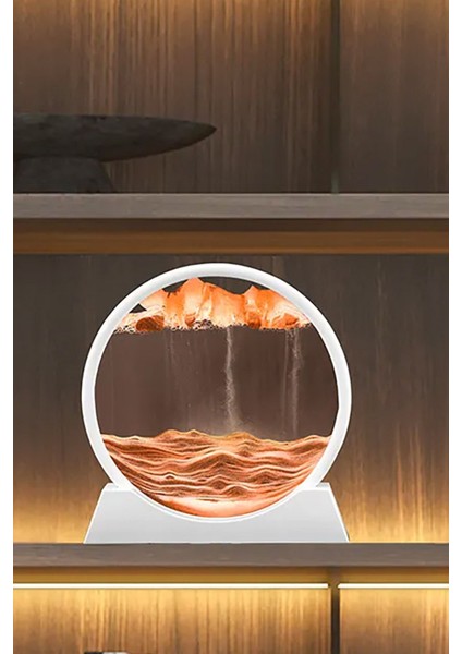 Hareketli Kum Sanatı Resim Sandscapes Yuvarlak Cam 3D Derin Deniz Kumu Beyaz