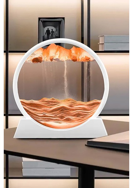 Hareketli Kum Sanatı Resim Sandscapes Yuvarlak Cam 3D Derin Deniz Kumu Beyaz