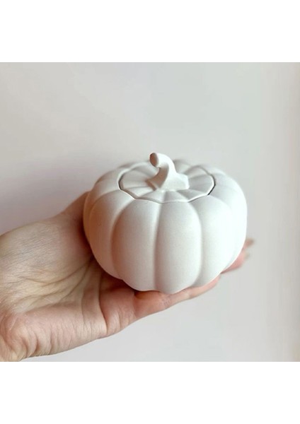 Beyaz Dekoratif Balkabağı Kapaklı Kutu