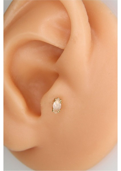 Gold 8 mm Tek Taş Piercing Tragus Helix Kıkırdak