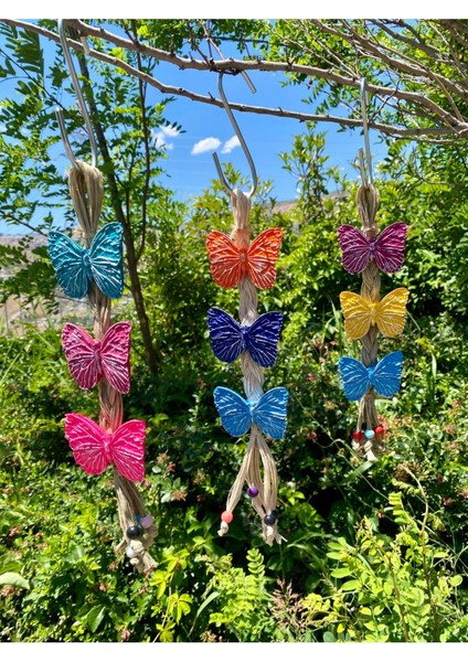 1 Adet Üçlü Kelebek Duvar Süsü, El Yapımı Hand Made Dekorasyon Ürünü