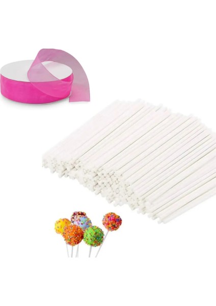 Lolipop Kek Cakepops Yapım Seti 101 Parça Pop Kek Lolipop Çubuğu 100LÜ ve Pembe Kurdele fiyatları