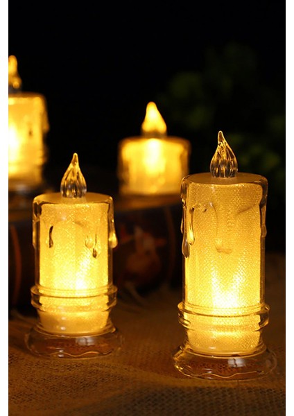 Dekor Plastik LED Mum 8 cm 1 Adet Pilli