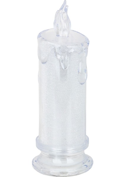 Dekor Plastik LED Mum 8 cm 1 Adet Pilli