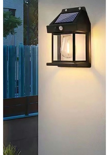 Suya Dayanıklı Hareket Sensörlü Güneş Enerjili Balkon Bahçe Aydınlatması Ampul Şekilli