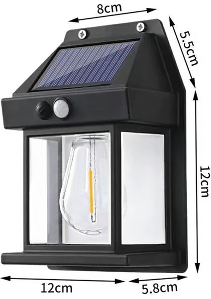 Suya Dayanıklı Hareket Sensörlü Güneş Enerjili Balkon Bahçe Aydınlatması Ampul Şekilli