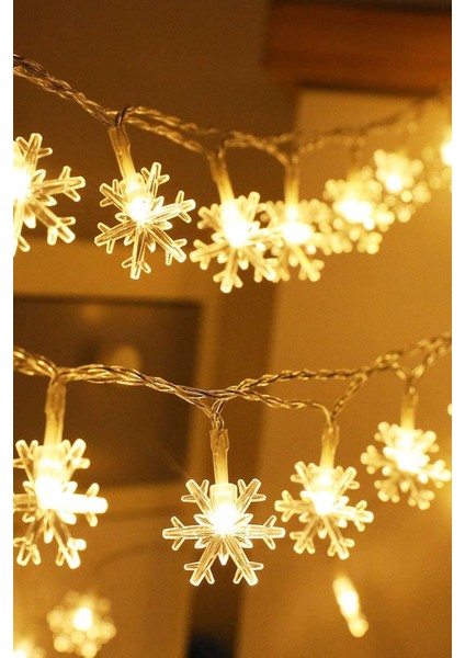 Kar Tanesi Led Animasyonlu 5 Metre 28 LED Pilli Gün Işığı Kristal