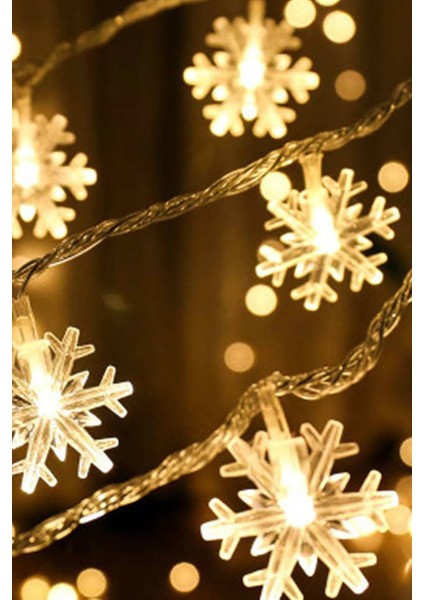 Kar Tanesi Led Animasyonlu 5 Metre 28 LED Pilli Gün Işığı Kristal