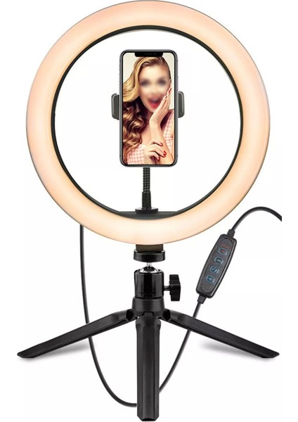 10 inç 26 cm Sosyal Media İçerik Üretici Selfie Stüdyo Video Fotoğraf Ring Light Tripod LED fırsatları