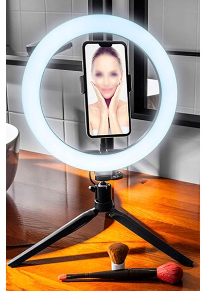 10 inç 26 cm Sosyal Media İçerik Üretici Selfie Stüdyo Video Fotoğraf Ring Light Tripod LED indirimleri