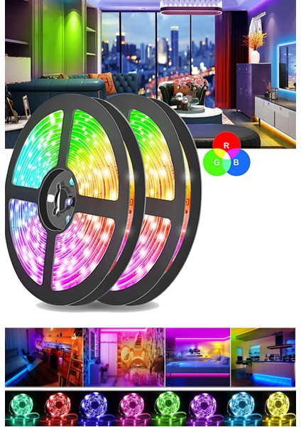 Kumandalı Trafolu Rgb Şerit Işık Aydınlatma 5 mt Şerit LED Animasyonlu