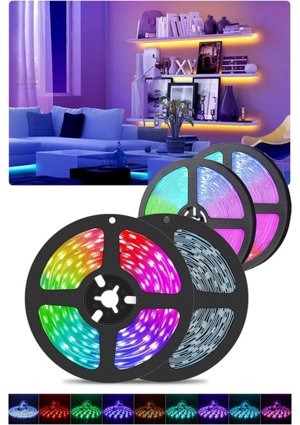 Kumandalı Trafolu Rgb Şerit Işık Aydınlatma 5 mt Şerit LED Animasyonlu