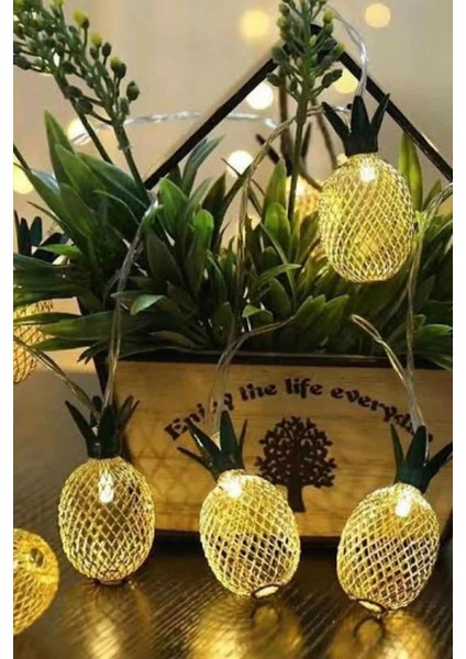 Dekoratif Şirin LED Işıklı Ananas Dizeleri 10'lu 2 Metre Dekoratif Pilli Süsleme fiyatları