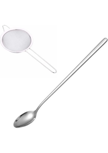 Kokteyl Süzgeci 5.5 cm ve Düz Bar Kaşığı Seti Süzgeç Kokteyl Süzgeci Karıştırıcı Seti 2li