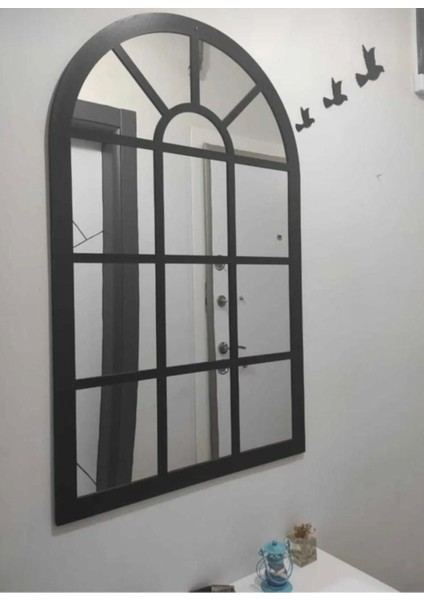 Dekoratif Pencere Ayna Boyalı Pleksi Aynalı Kullanıma Hazır 60X40 cm Üç Adet Kuş Hediyeli Hint