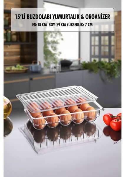 15’Li Buzdolabı Kapaklı Yumurtalık & Buzdolabı Organizeri