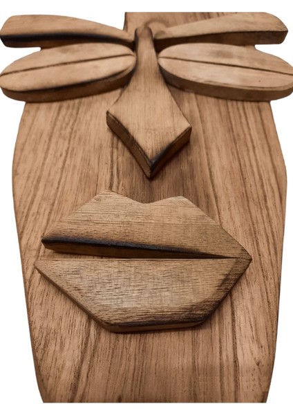 El Yapımı Ahşap Mask Duvar Dekoru