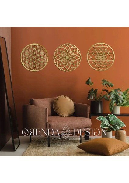 Kutsal Geometri Yaşam Çiçeği - Torus - Sri Yantra 3'lü Dönüşüm Seti (Gold)
