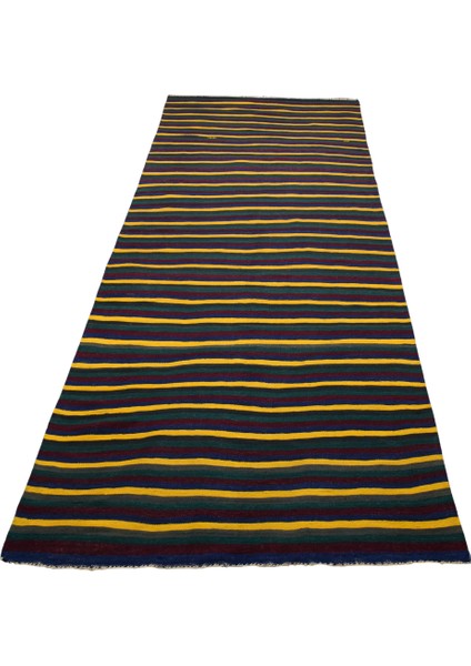 Yeni El Dokuması Yekpare Başyapıt Çubuklu Renkli Sivas Yün Kilim 5631