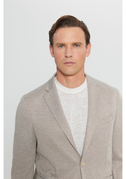 Pamuklu Regular Fit Mono Yaka Diagonal Desenli Torba Cepli Blazer Ceket fırsatları