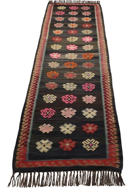 El Dokuma Seçkin Çiçekli Kirman Karabağ Yolluk Yün Kilim 5649