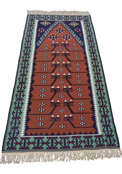 Yeni El Dokuma Otantik Mihraplı Kayseri Pınarbaşı Yün Kilim 5624