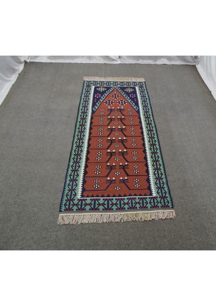 Yeni El Dokuma Otantik Mihraplı Kayseri Pınarbaşı Yün Kilim 5624